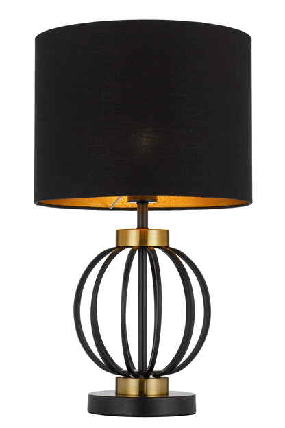 TFS TABLE LAMP 25wE27max D:320 H:550 Inline Switch BLACK / ANTIQUE GOLD