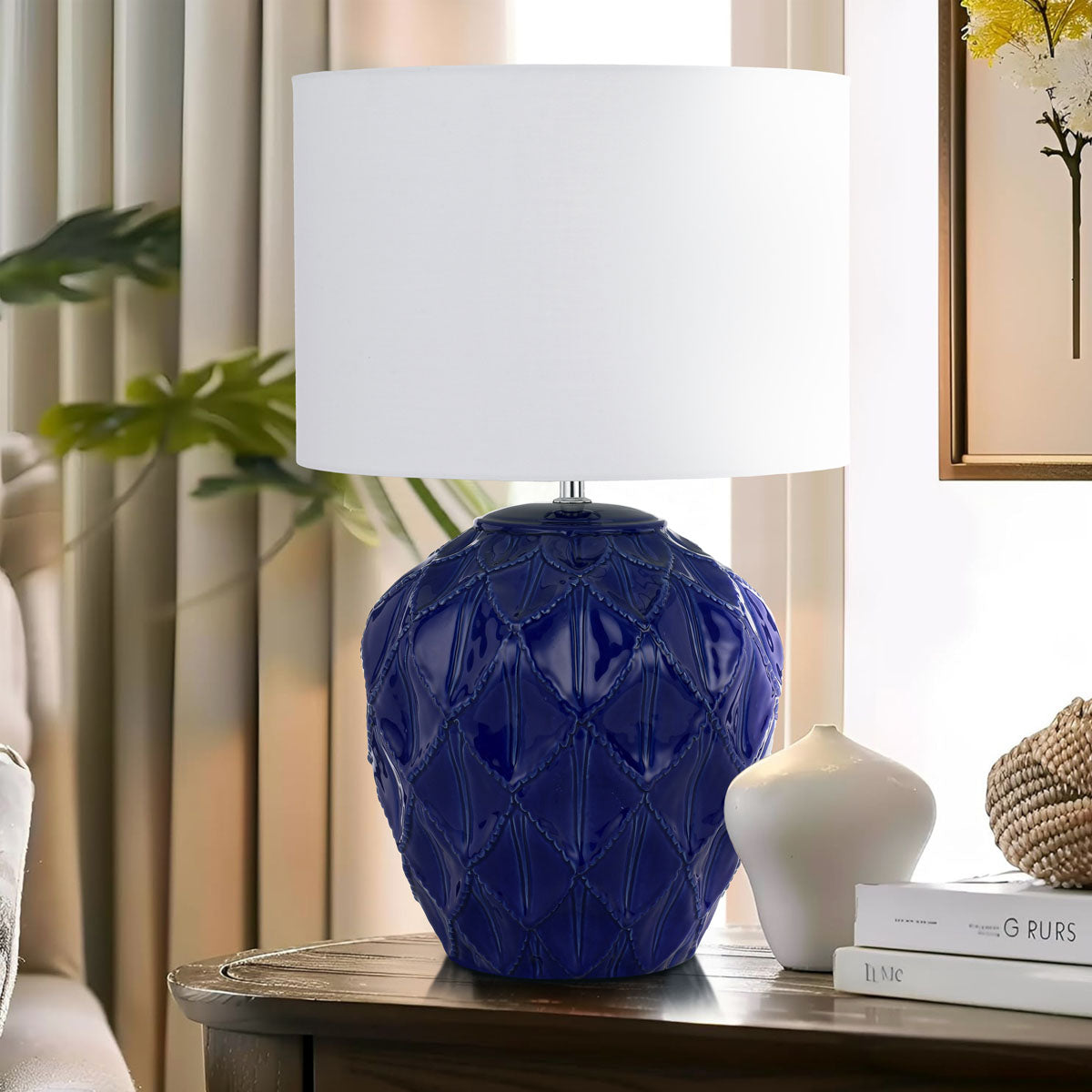 TFS CERAMIC TABLE LAMP 25wE27max D:330 H:540 BLUE / WHITE