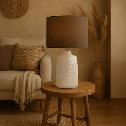 TFS CERAMIC TABLE LAMP 25wE27max H:425 D:280 WHITE/GREY
