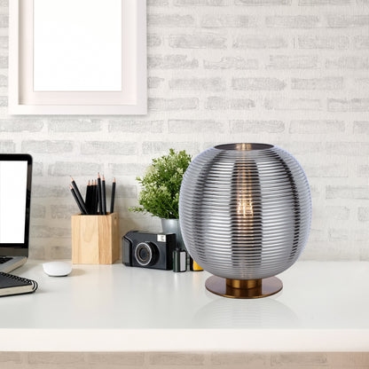 Vigo TFS TABLE LAMP 25wE27max D:250 H:260 inline Switch ANT GOLD BASE / CHROME GLASS