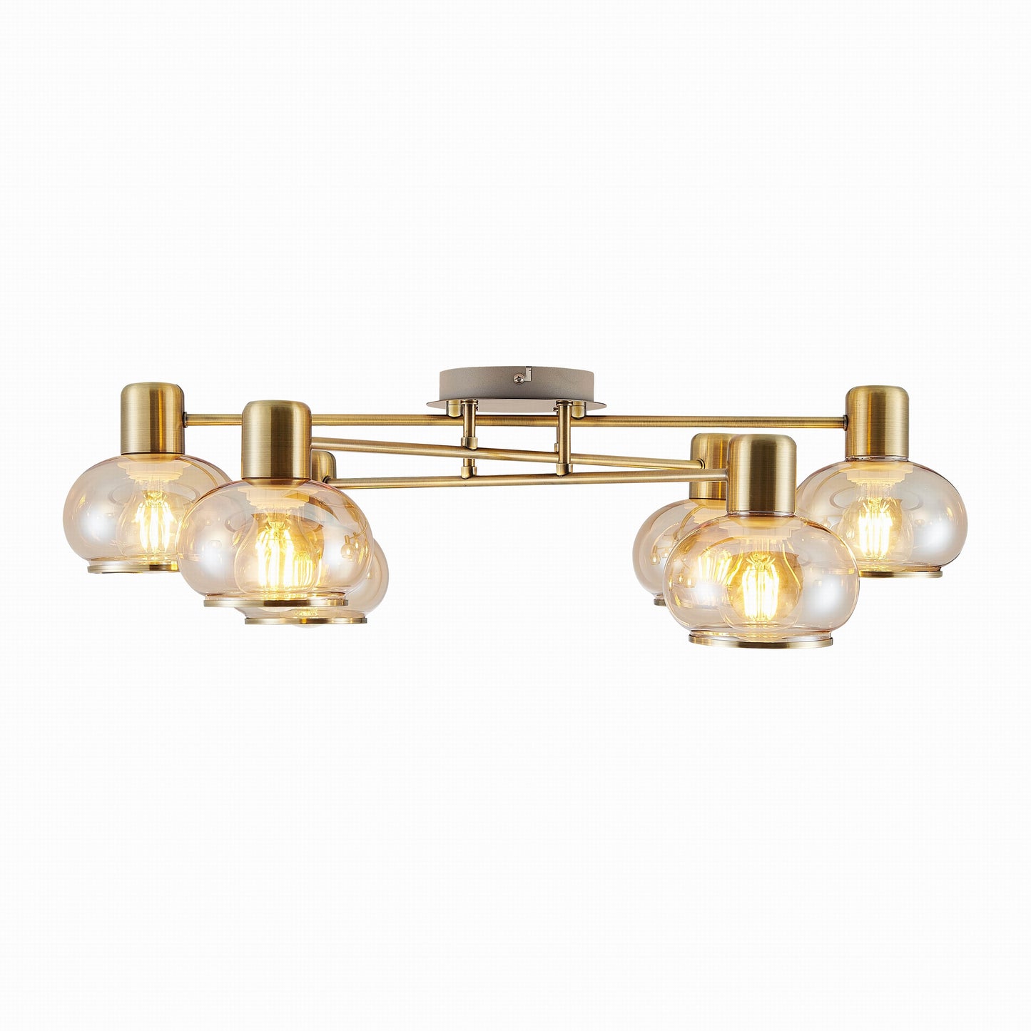 TFS 6 LT CTC 6x25wE27max L:700 W:430 H:190 ANTIQUE BRASS/ AMBER GLASS