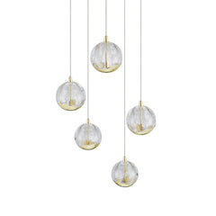 TFS 5 LTS PENDANT 5x5wLED 3000K D:300 1540Lm CAB.3m ( D:90 H:85) GOLD/BUBBLE GLASS