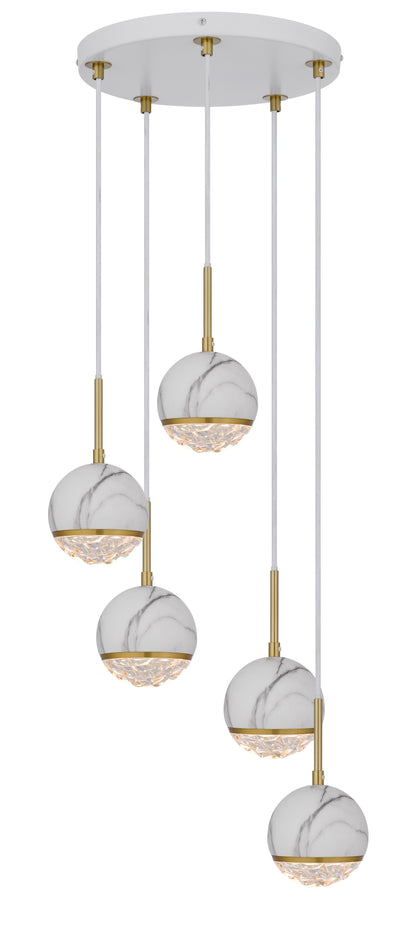 TFS 5 PENDANT 5*6wG9max not incl D110 cab:3m WHITE MARBLE LOOK / CLEAR