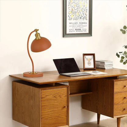 TFS TABLE LAMP 25wE27max L:285 W:200x H:415 SHADE D:200 H:190 ORANGE SATIN/ BRASS