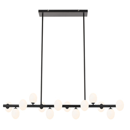 Atlanta TFS 14LTS PENDANT 14x6wG9max L1500W:245H:245 ROD:2x6001x300 BLACK FRAME/OPAL GLASS