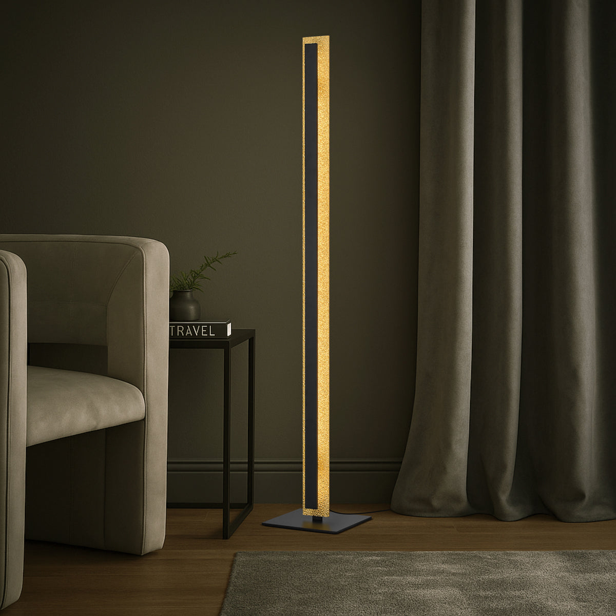 TFS FLOOR LAMP 30W LED DIM H:1320 D:230 GOLD ACRYLIC 3000K 2400Lm