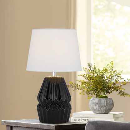 TFS CERAMIC TABLE LAMP 25wE27max H:385 D:230 BLACK/WHITE
