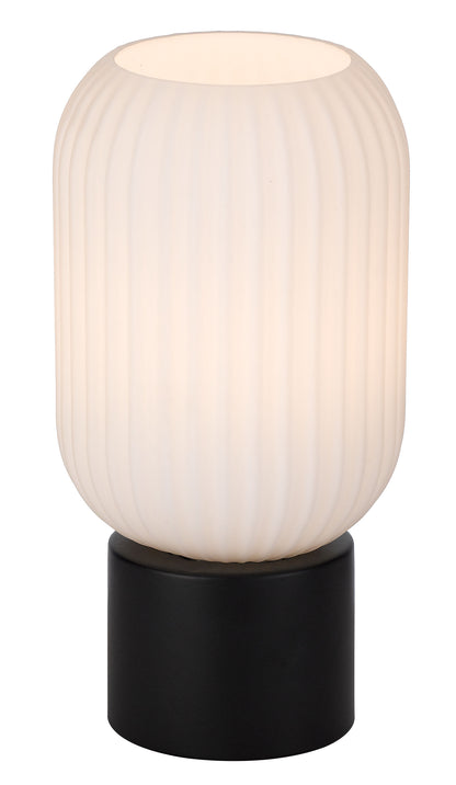 TFS TABLE LAMP 25wE27max H:250 D:200 inline Switch BLACK MATT/OPAL MATT