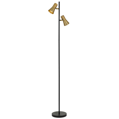 Cordoba TFS FLOOR LAMP 2x6wGU10max 294x205x1530 FOOT SWT BRASS/BLACK STN/ GOLDEN INSIDE