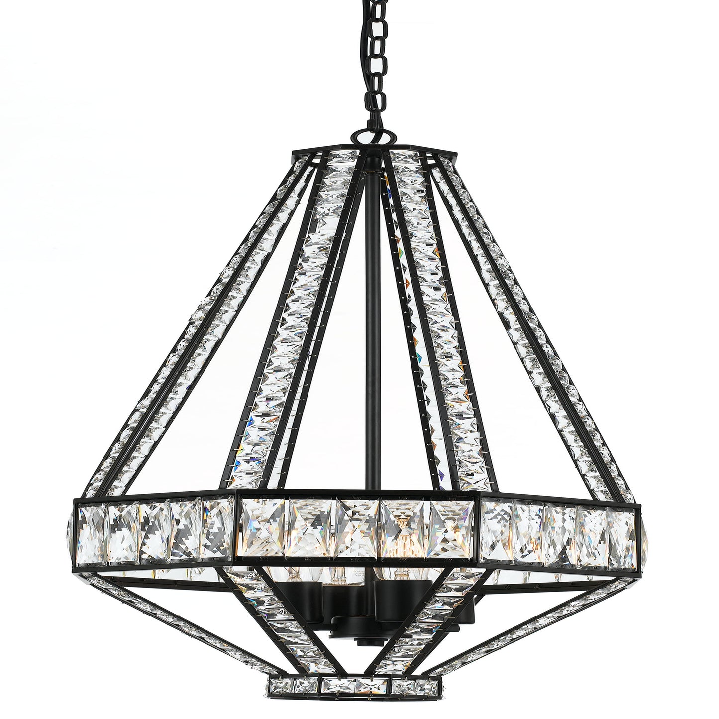 Arles TFS 4LT PENDANT 4x25wE27max D:440 H:900 OILED BRONZE / CLEAR CRYSTALS