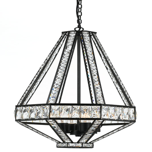 Arles TFS 4LT PENDANT 4x25wE27max D:440 H:900 OILED BRONZE / CLEAR CRYSTALS