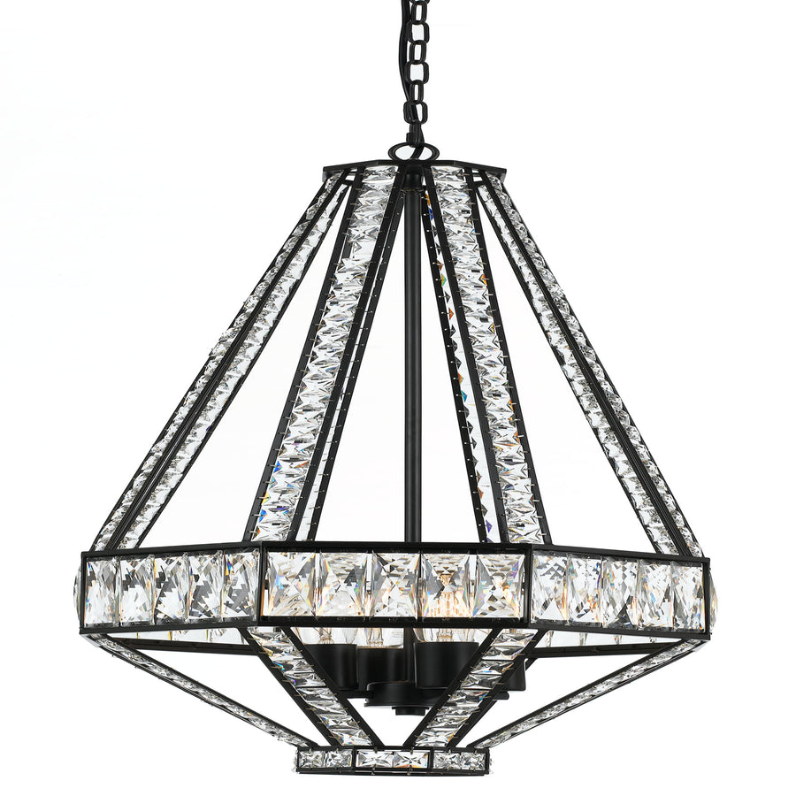 Arles TFS 4LT PENDANT 4x25wE27max D:440 H:900 OILED BRONZE / CLEAR CRYSTALS