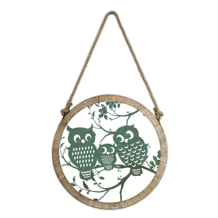Metal & MDF Owl Family Wall Hanging
