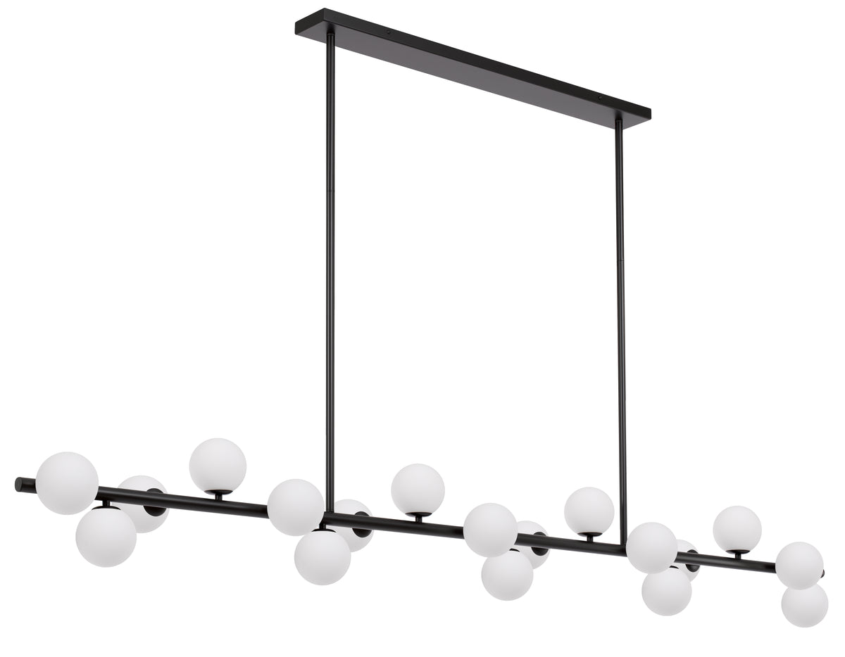 TFS 18 LTS PENDANT 18x6wG9mx L2000 W243 H245 ROD:2x6001x300 BLACK FRAME/OPAL GLASS