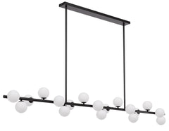 TFS 18 LTS PENDANT 18x6wG9mx L2000 W243 H245 ROD:2x6001x300 BLACK FRAME/OPAL GLASS