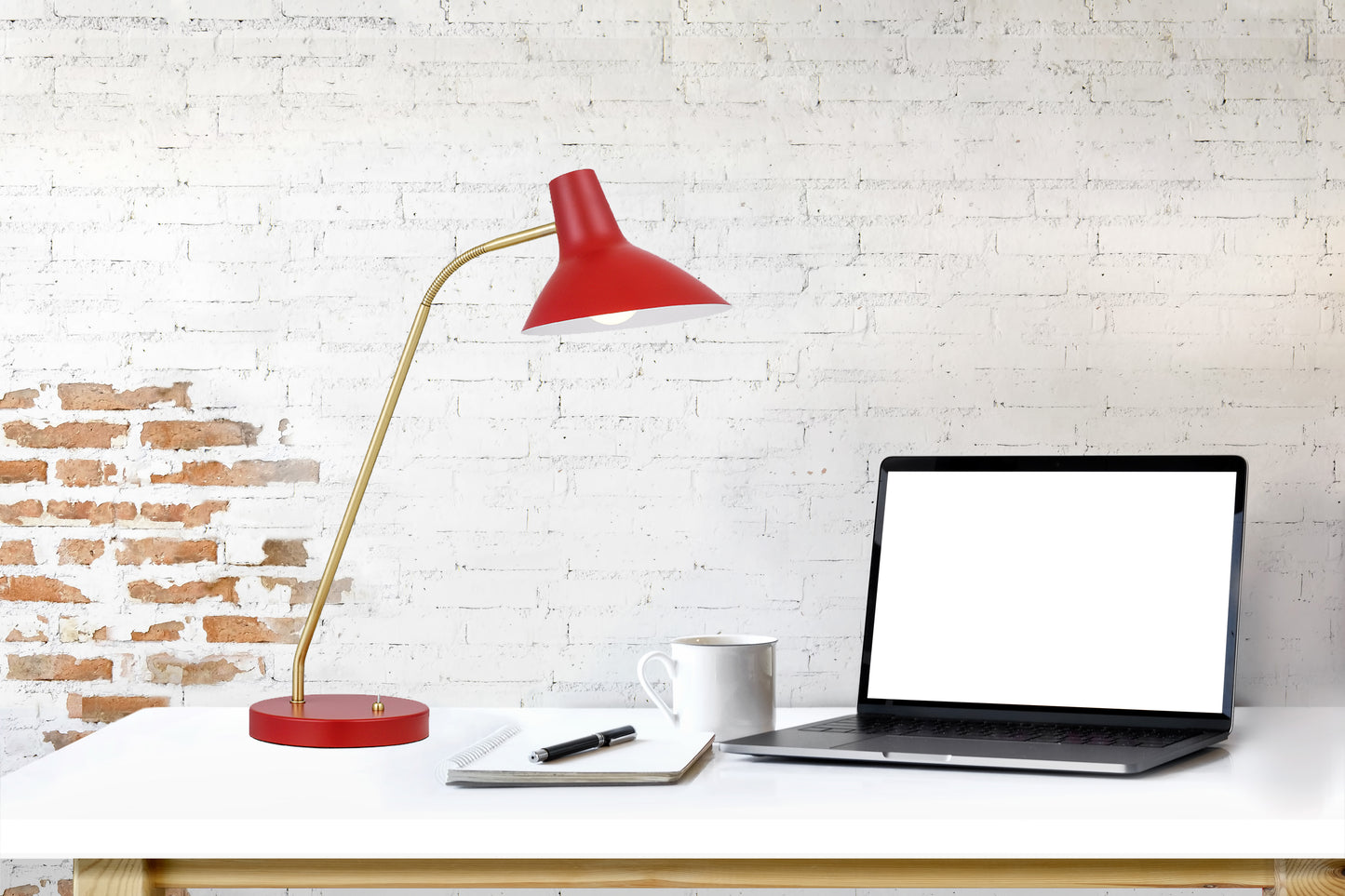 TFS TABLE LAMP 25wE27max H:645 D:180 RED/ BRASS MATT/RED ROCKET SWITCH