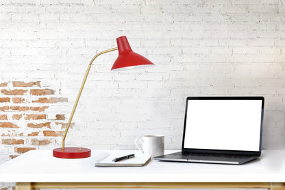 TFS TABLE LAMP 25wE27max H:645 D:180 RED/ BRASS MATT/RED ROCKET SWITCH