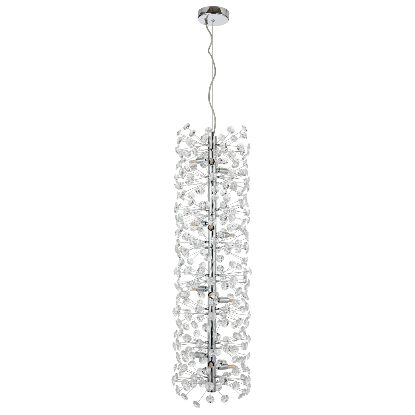 TFS 12LT VERTICAL PENDANT 12x6wG9max D300 H970 CAB.2M CRYSTAL H130 CHROME / CLEAR