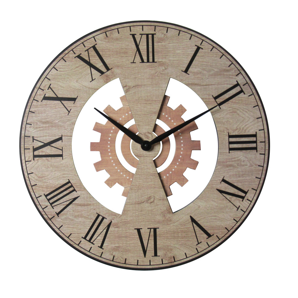MDF Wall Clock w.cog decoration