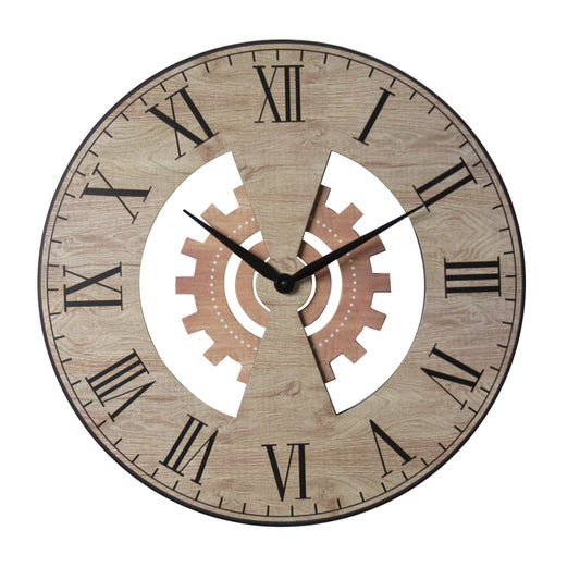 MDF Wall Clock w.cog decoration