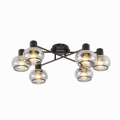 TFS 6 LT CTC 6x25wE27max L:700 W:430 H:190 BLACK MATT/ SMOKE GLASS