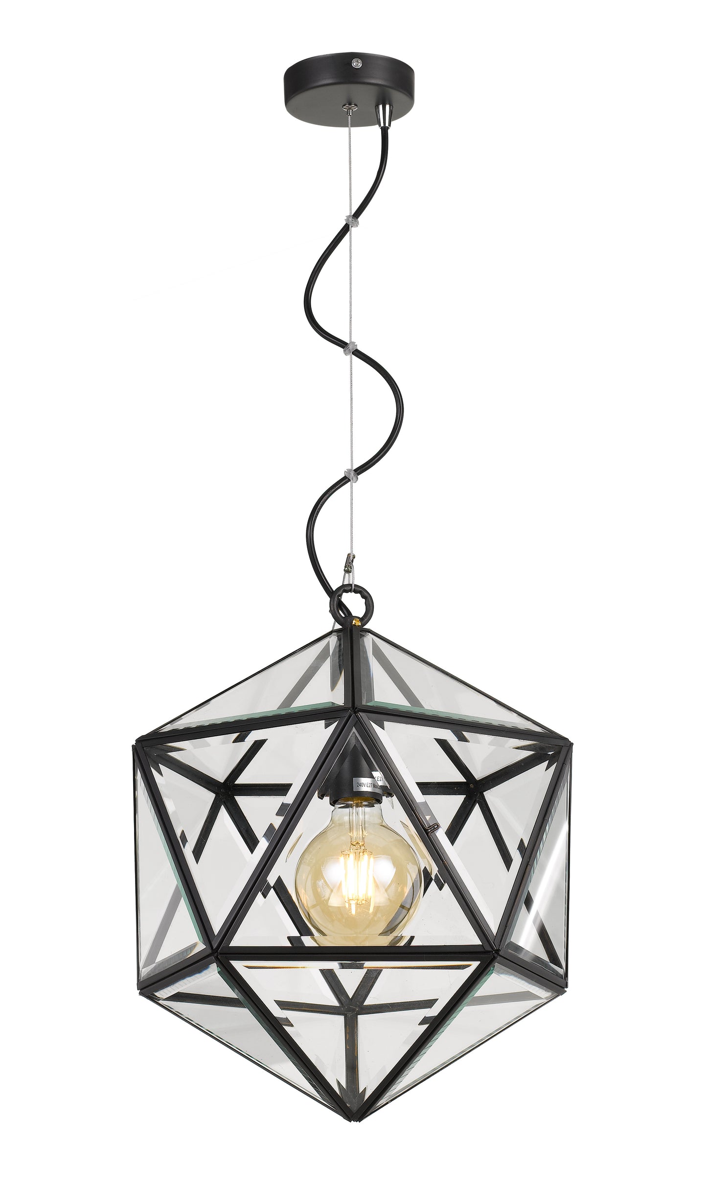 TFS 30 PENDANT 25wE27max D:300 H:350 BLACK / CLEAR