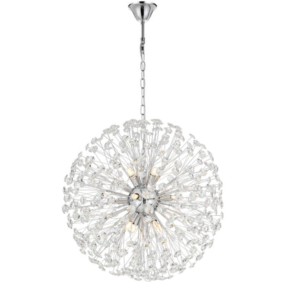 TFS 12LT PENDANT 12x6wG9max D:600 CHAIN 2M CRYSTAL H: 240 CHROME / CLEAR