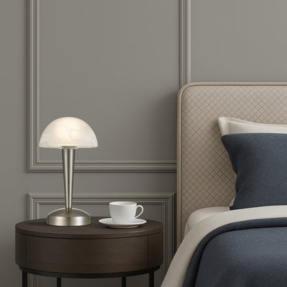TFS TOUCH TABLE LAMP 5wE14 3000K D150 H265 NON-DIM NICKEL MATT/ ALABASTRO