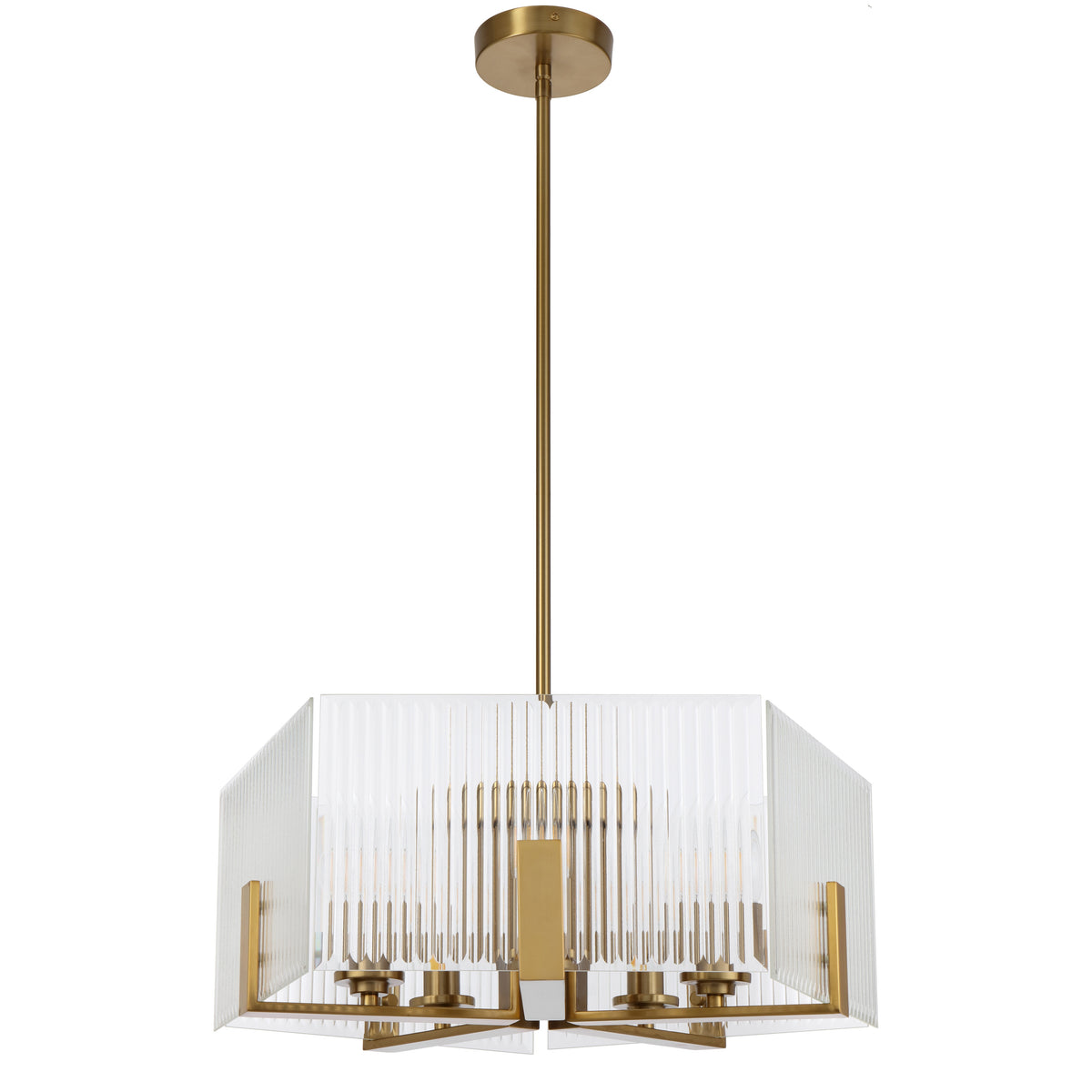 Terashade TFS 5 LT PENDANT 5x25wE14ma L560 W560 H210 rod (2*600+ 1*300) ANT GOLD / CLEAR GLASS
