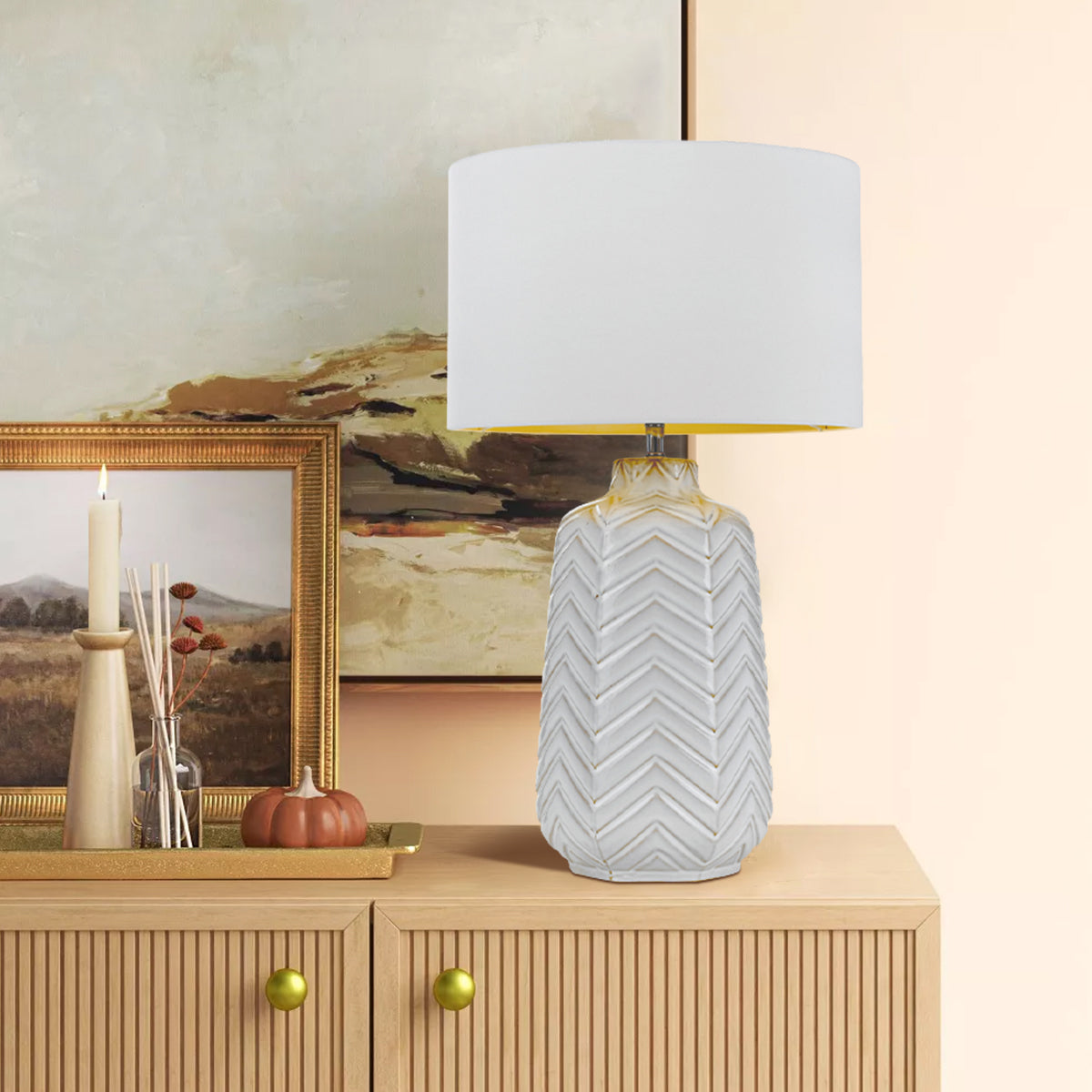TFS CERAMIC TABLE LAMP 40wE27max D:380 H:660 WHITE WHITE