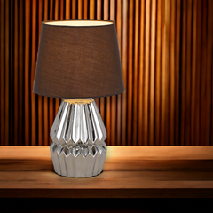 TFS CERAMIC TABLE LAMP 25wE27max H:385 D:230 CHROME/BROWN