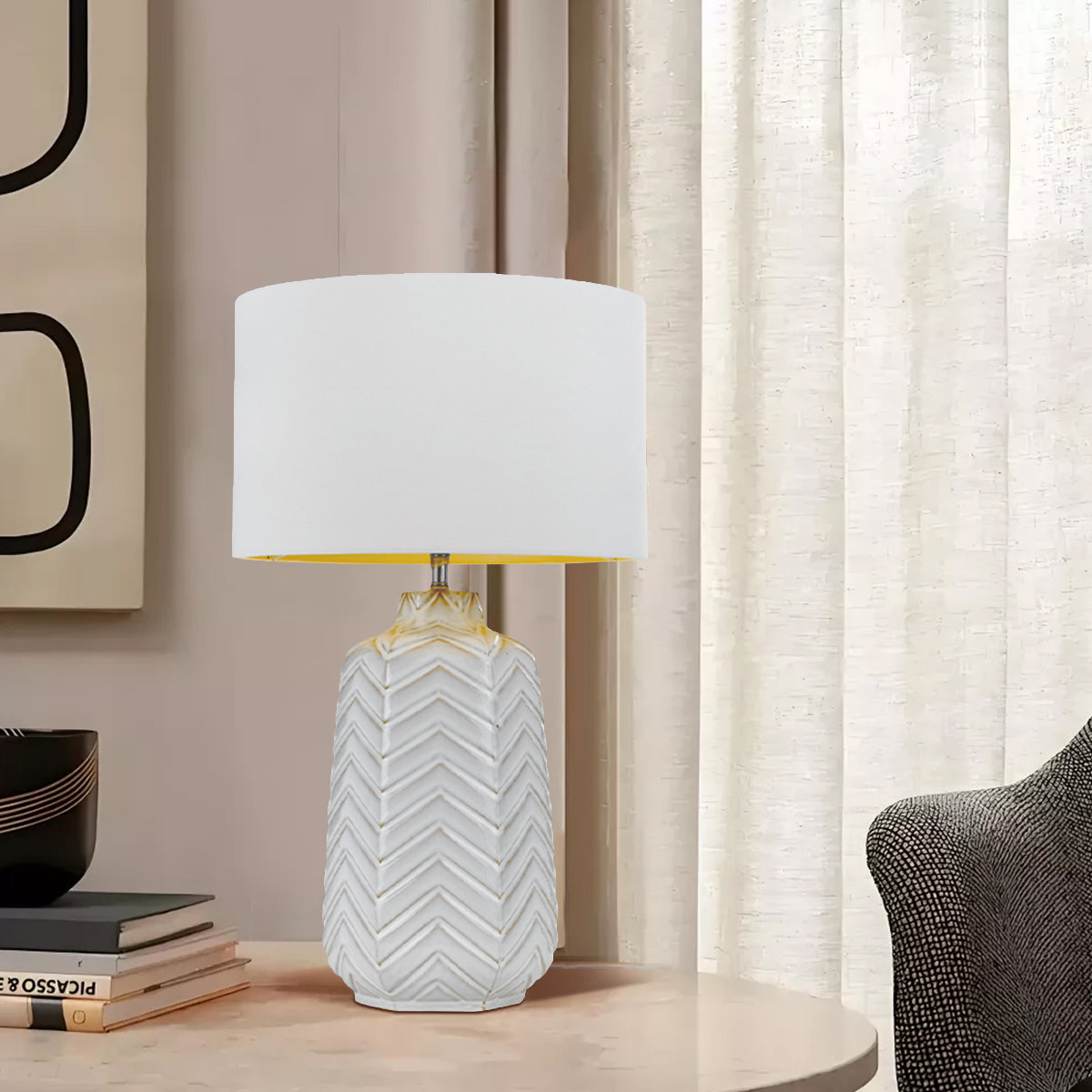 TFS CERAMIC TABLE LAMP 40wE27max D:380 H:660 WHITE WHITE