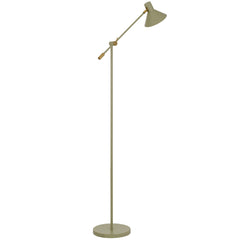 Solara TFS FLOOR LAMP 6wGU10max 631x250 H:1473 SHADE D:180 GREEN SATIN / BRASS