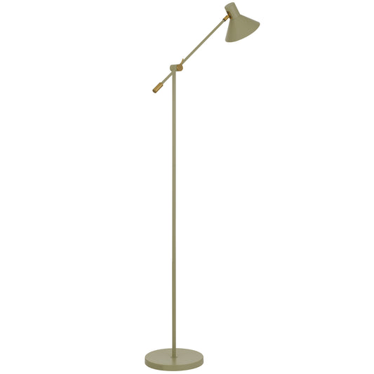 Solara TFS FLOOR LAMP 6wGU10max 631x250 H:1473 SHADE D:180 GREEN SATIN / BRASS