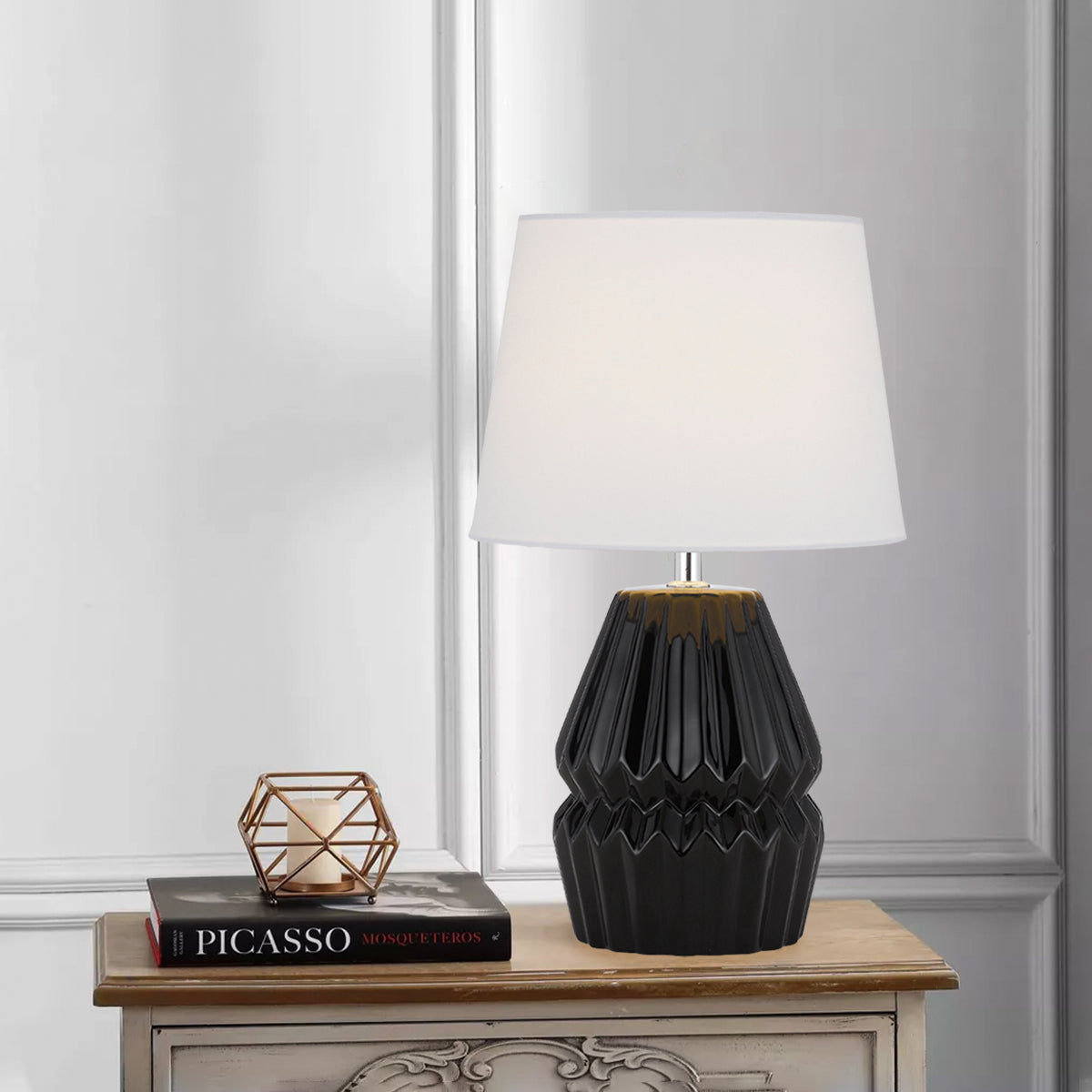 TFS CERAMIC TABLE LAMP 25wE27max H:385 D:230 BLACK/WHITE