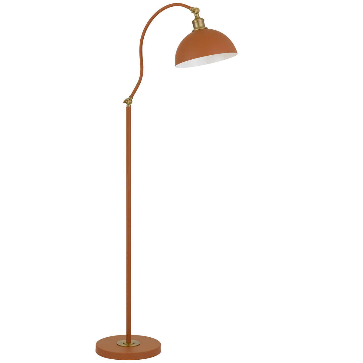 TFS FLOOR LAMP 25wE27max L375 W280 H:1550 SHADE D:250 H:215 ORANGE SATIN/ BRASS