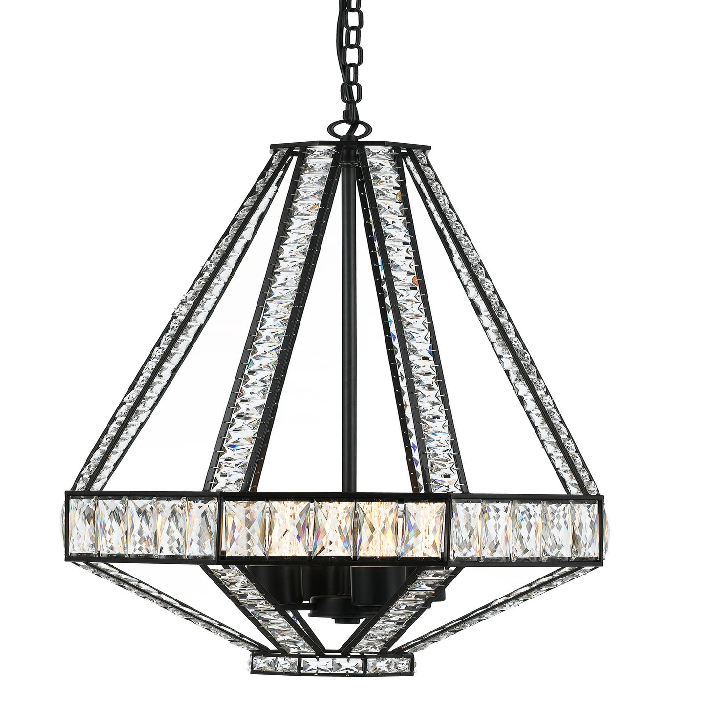 Arles TFS 4LT PENDANT 4x25wE27max D:440 H:900 OILED BRONZE / CLEAR CRYSTALS