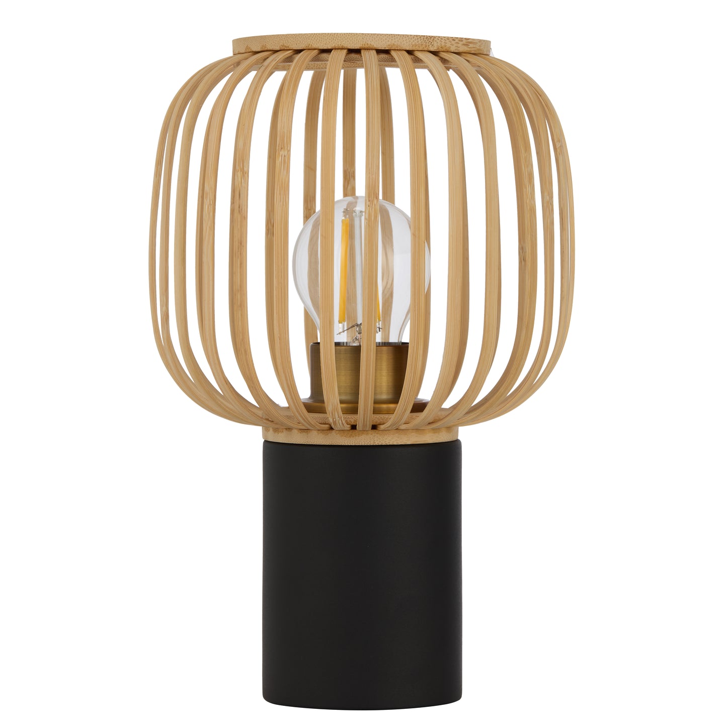 TFS OVAL TABLE LAMP 25wE27max D170 H290 inline swt BLACK / NATURAL BAMBOO