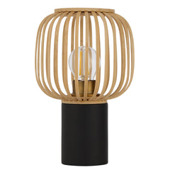 TFS OVAL TABLE LAMP 25wE27max D170 H290 inline swt BLACK / NATURAL BAMBOO