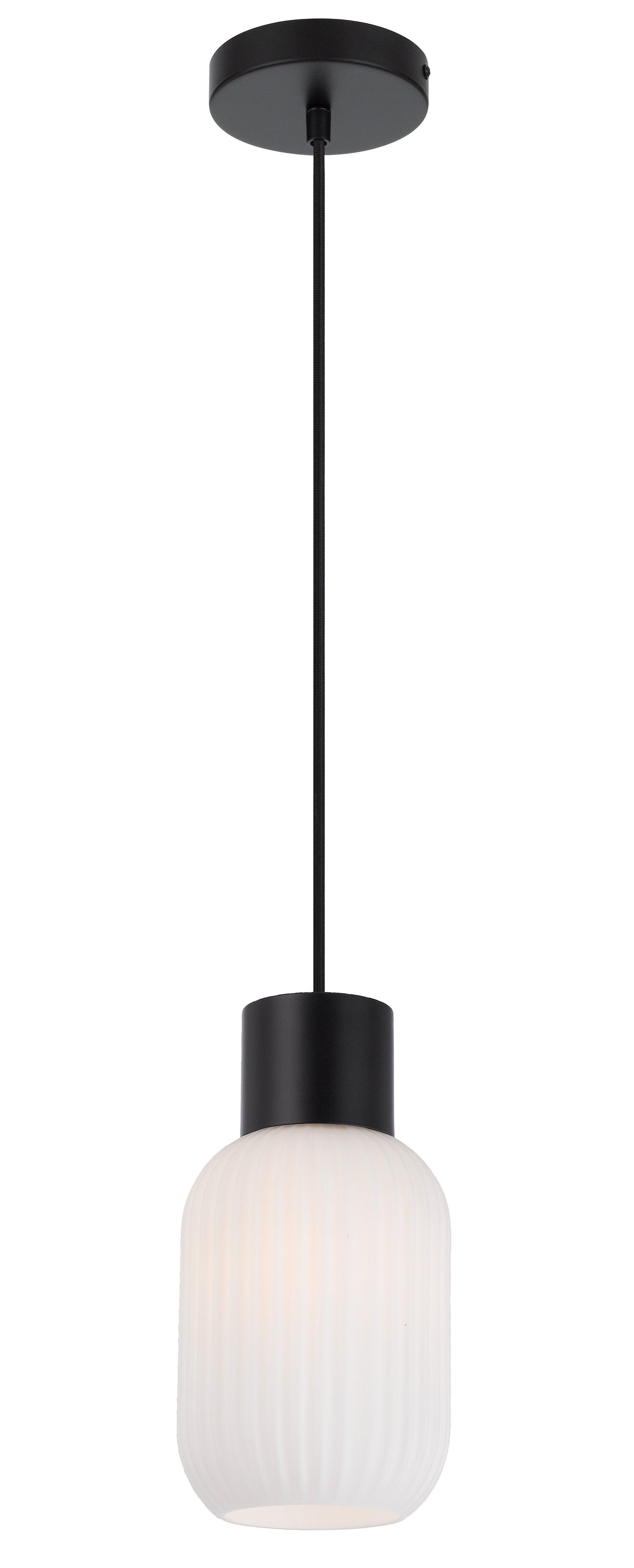 TFS 14 PENDANT 25wE27max D:140 H:205 TEX:2m BLACK MATT/OPAL MATT