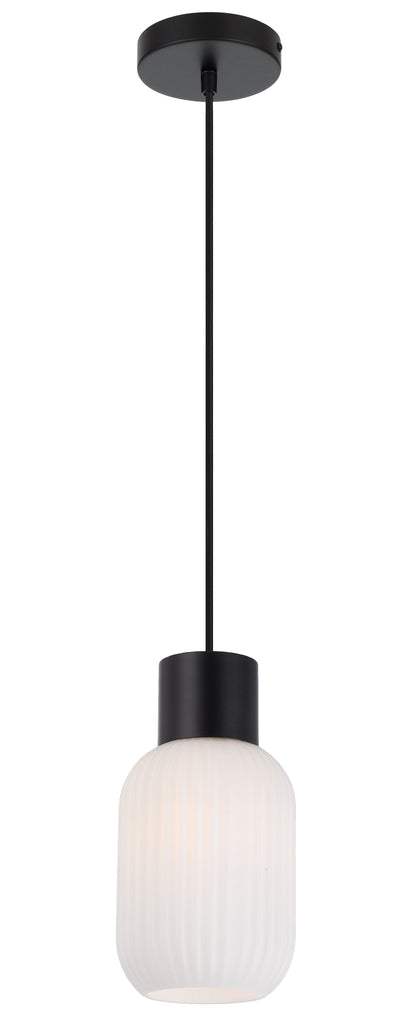 TFS 14 PENDANT 25wE27max D:140 H:205 TEX:2m BLACK MATT/OPAL MATT