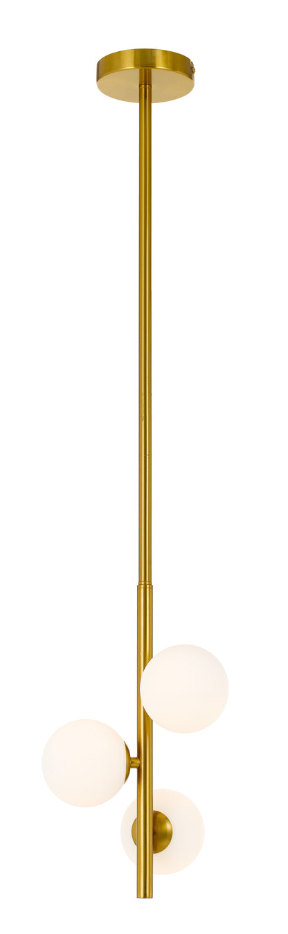 TFS 3 LTS PENDANT 3x6wG9max L:220W:245H:600 ROD:2x6001x300 ANT GOLD FRAME/OPAL MATT GLASS