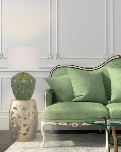 TFS CERAMIC TABLE LAMP 25wE27max D:330 H:540 GREEN / WHITE