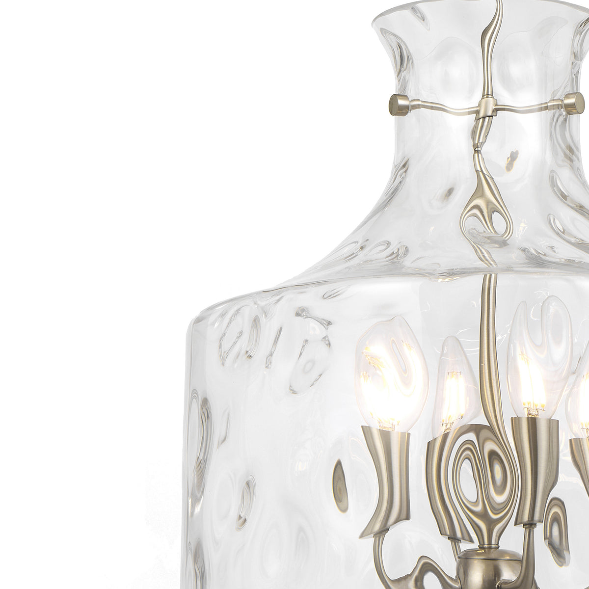 Vitamark TFS 4LT PENDANT 4x25wE14max D:380 H:420 ROD 1.5m NICKEL MAT/ CLEAR WATER STREAK