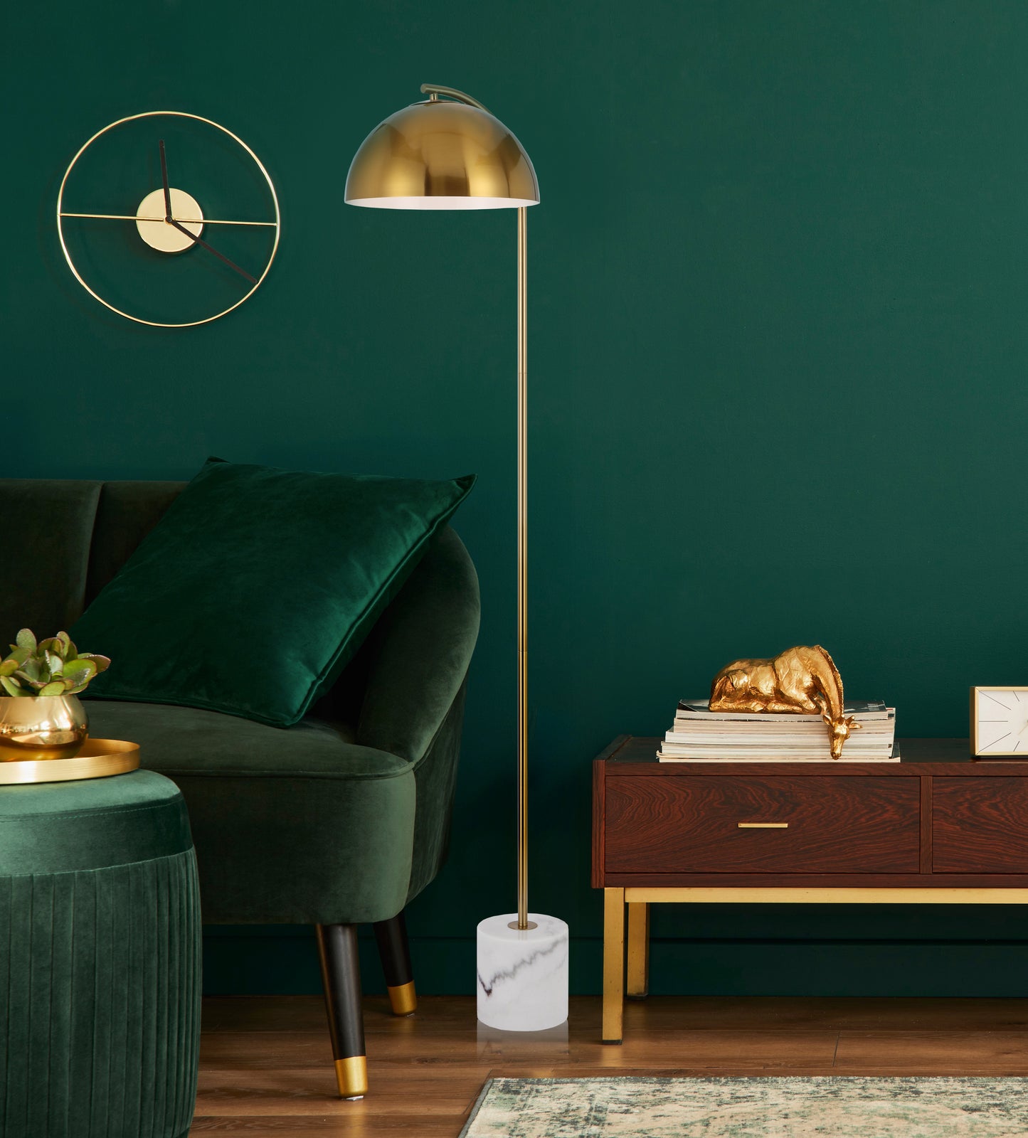 TFS FLOOR LAMP 25wE27max L:400 W:150 H:1500 cable2.0 foot swt WHITE MARBLE/ANT GOLD
