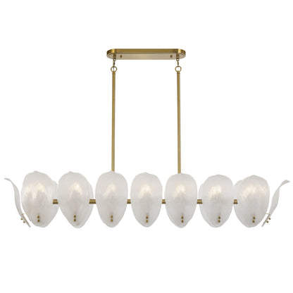 TFS 16LT RECTANGLE PENDANT 16x25wE14max L:1500 H:300 W300 BRASS / 16pcs FROST GLASS