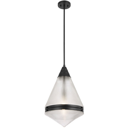 TFS 1LT PENDANT 25wE27max D:350 H:560 ROD 1.5m BLACK MATT/ CLEAR
