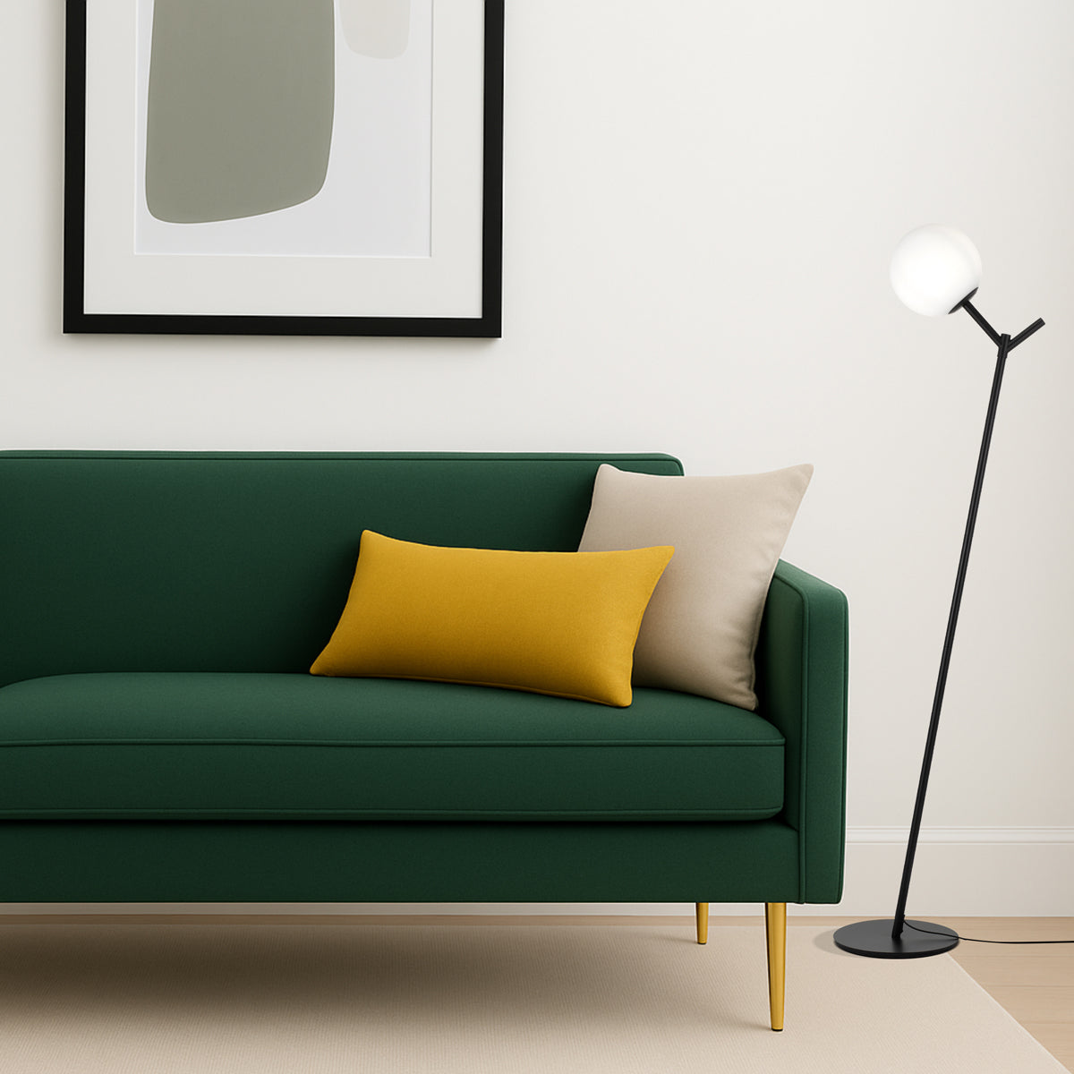 TFS FLOOR LAMP 25wE27max D:200 H:1510 BASE PLATE:280 Foot Switch BLACK/OPAL MATT