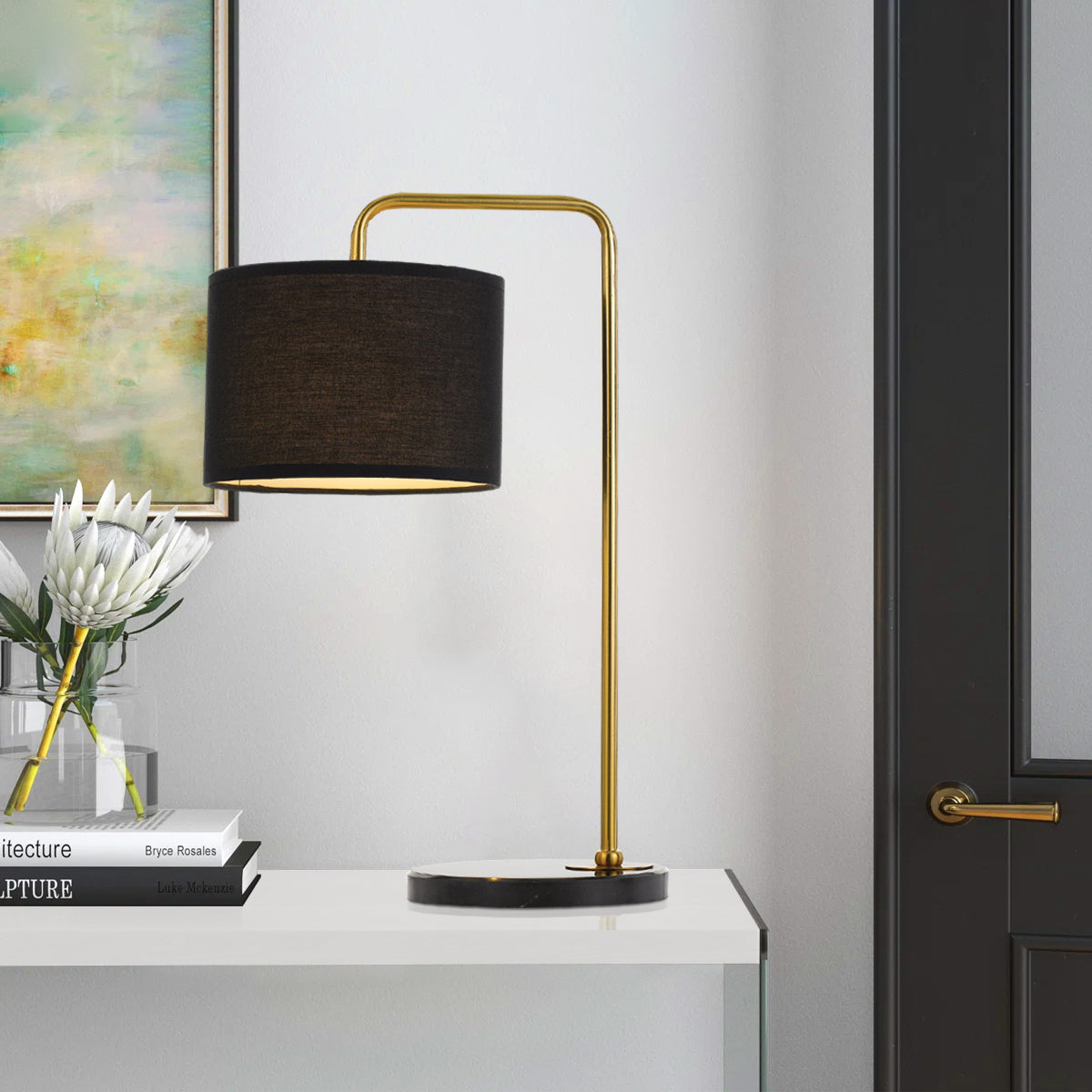 TFS TABLE LAMP 25wE27max D:200 H:490 cab:2.0m line switch BLACK/GOLD