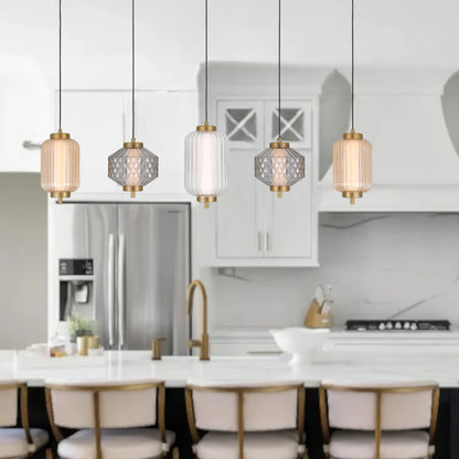 Lecce TFS PENDANT 5LT BAR 22wLED 3000K NONDIM D115 D150 D135 2M 678Lm BRASS/AMBER SMOKE CLEAR